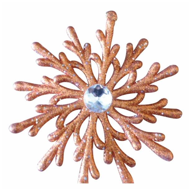 OKRASEK ZA JELKO GLOSSTYLE SNEŽINKA 11X12 CM ORANŽNA