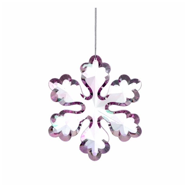 OKRASEK ZA JELKO GLOSSTYLE SNEŽINKA AKRILNA ROZA 10 CM PREMERA RAZLIČNIH OB.