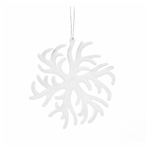 OKRASEK ZA JELKO GLOSSTYLE SNEŽINKA BELA 11X 1X12.5CM IZ UMETNE MASE