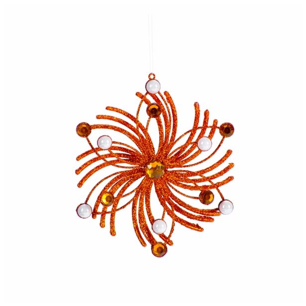 OKRASEK ZA JELKO GLOSSTYLE SNEŽINKA FI 11 CM ORANŽNA SORTIRANO