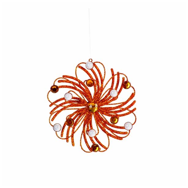 OKRASEK ZA JELKO GLOSSTYLE SNEŽINKA FI 11 CM ORANŽNA SORTIRANO