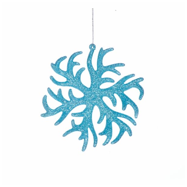 OKRASEK ZA JELKO GLOSSTYLE SNEŽINKA MODRA 11X 1X12.5CM IZ UMETNE MASE
