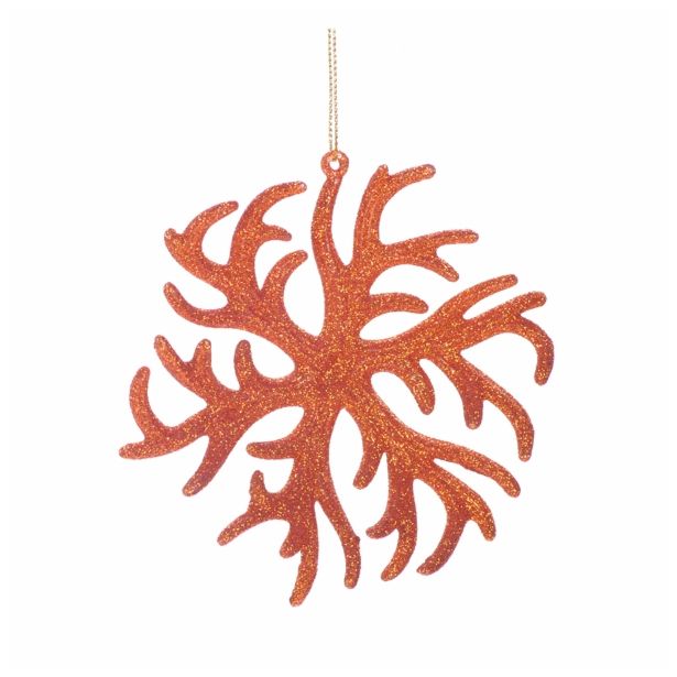 OKRASEK ZA JELKO GLOSSTYLE SNEŽINKA ORANŽNA 11X 1X12.5CM IZ UMETNE MASE