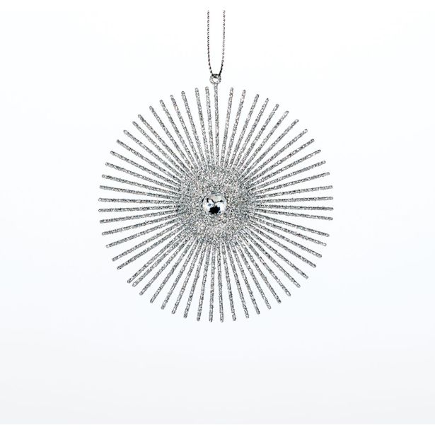 OKRASEK ZA JELKO GLOSSTYLE SNEŽINKA SREBRNA Z DIAMAN TOM FI 10 CM