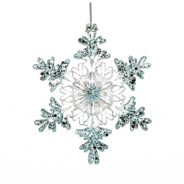 OKRASEK ZA JELKO GLOSSTYLE SNEŽINKA TRANSPARENT 12 CM PREMERA