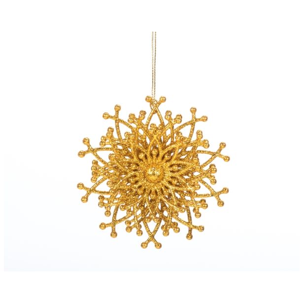 OKRASEK ZA JELKO GLOSSTYLE SNEŽINKA ZLATA 9 CM PREMERA