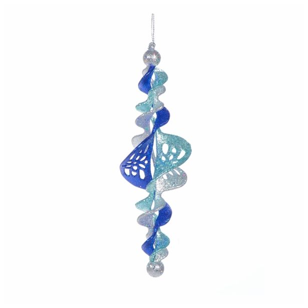 OKRASEK ZA JELKO GLOSSTYLE SPIRALA MODRA SORTIRANO 5.08*5.08*18.29 CM