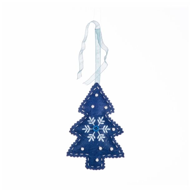 OKRASEK ZA JELKO GLOSSTYLE TEKSTILNI JELKA 12 CM SIVE ALI MODRE BARVE