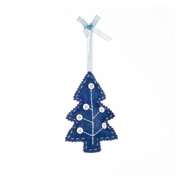 OKRASEK ZA JELKO GLOSSTYLE TEKSTILNI JELKA 12 CM SIVE ALI MODRE BARVE