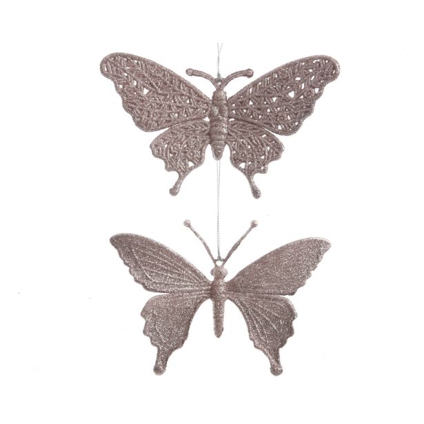 OKRASEK ZA JELKO METULJ 10 CM SORT ROZA