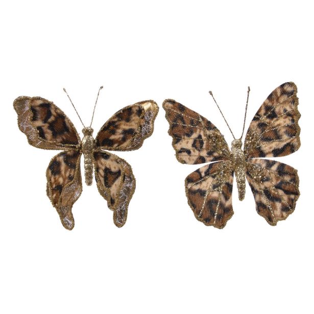 OKRASEK ZA JELKO METULJ LEOPARD 14 CM
