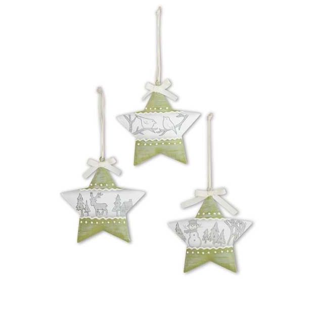 OKRASEK ZA JELKO R+W ZVEZDA KOVINSKA 10 CM SORTIRNAO ZELENE BARVE