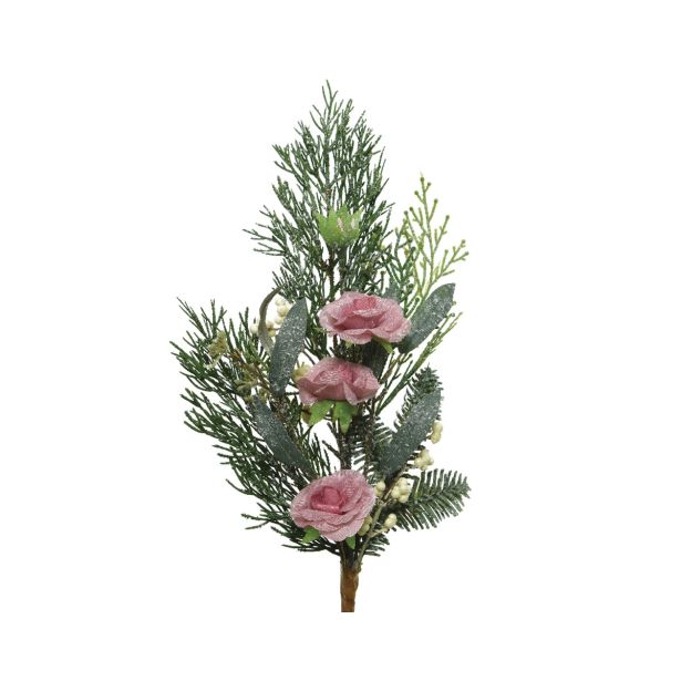 OKRASEK ZA JELKO VEJA Z ROŽAM 50 CM ROZA