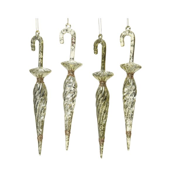 OKRASEK ZA NOVOLETNO JELKO -  DEŽNIK, ZLATE BARVE, 4/1