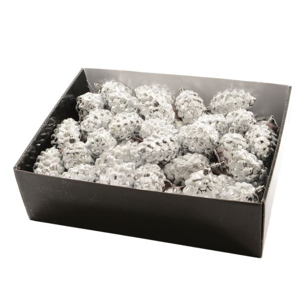 OKRASEK ZA NOVOLETNO JELKO -  STORŽ, SREBRNE BARVE Z BLEŠČICAMI, 5X9 CM