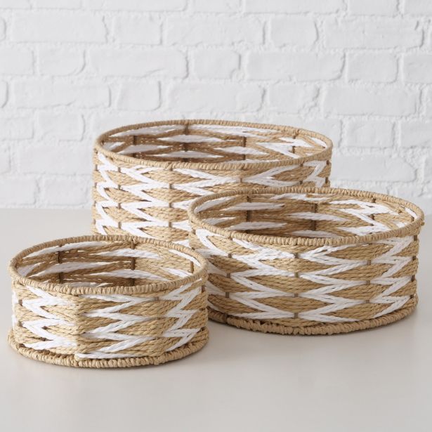 OKRASNA KOŠARA BOLTZE BEŽ/RJAVA OKROGLA, 3/1