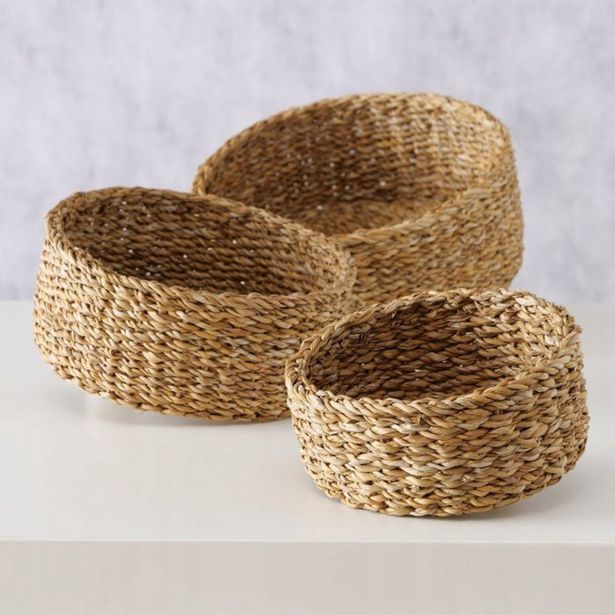 OKRASNA KOŠARA BOLTZE OKROGLA, IZ MORSKE TRAVE FI 30 CM