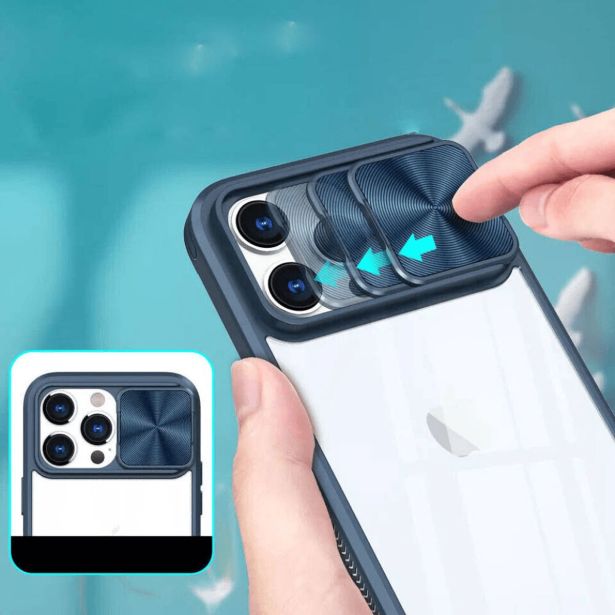 ONASI LENS COVER SILIKONSKI OVITEK ZAŠČITA ZA IPHONE 15 PLUS - PROZORNO/MODER