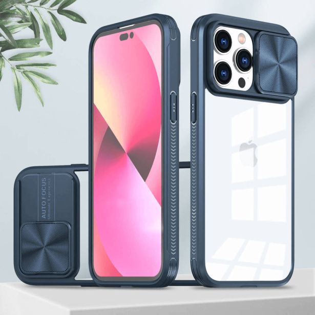 ONASI LENS COVER SILIKONSKI OVITEK ZAŠČITA ZA IPHONE 15 PLUS - PROZORNO/MODER
