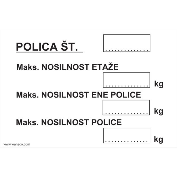OPOZORILNI ZNAK WALTECO ETIKETA ZA REGAL