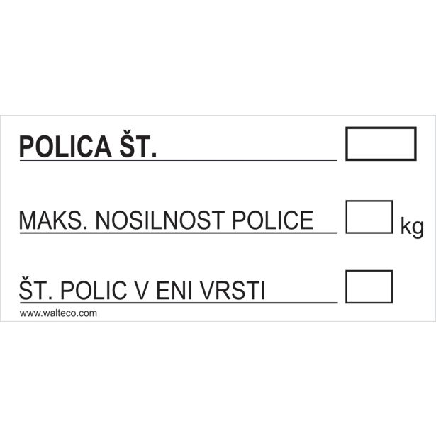 OPOZORILNI ZNAK WALTECO ETIKETA ZA REGAL