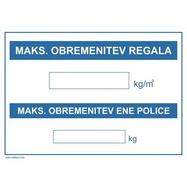 OPOZORILNI ZNAK WALTECO OBREMENITEV REGALA, POLICE