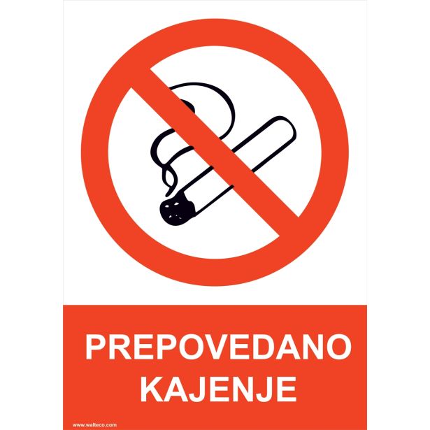 OPOZORILNI ZNAK WALTECO PREPOVEDANO KAJENJE - NALEPKA 297X210MM