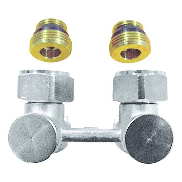 OPREMA ZA RADIATOR HERZ PRIKLJUČEK DVOJNI KOTNI ZA DVOCEVNI SISTEM