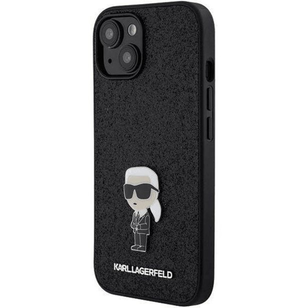 ORIGINALEN KARL LAGERFELD OVITEK IPHONE 15 - GLITTER IML NFT ICONIC - ČRN OVITEK Z BLEŠČICAMI - KLHCP15SGKNPSK