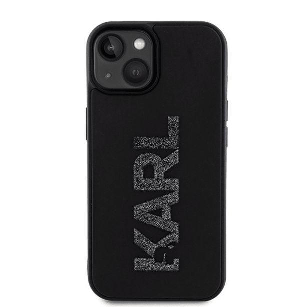 ORIGINALEN KARL LAGERFELD OVITEK IPHONE 15 - LOGO 3D - ČRNA ZAŠČITA - KLHCP15S3DMBKCK