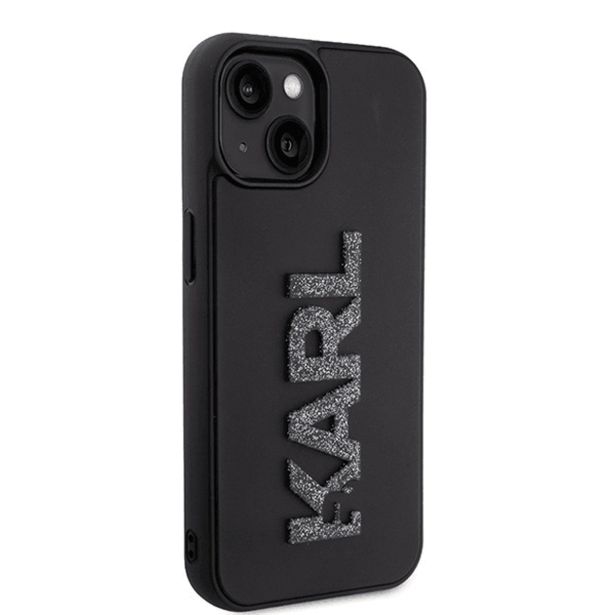 ORIGINALEN KARL LAGERFELD OVITEK IPHONE 15 - LOGO 3D - ČRNA ZAŠČITA - KLHCP15S3DMBKCK