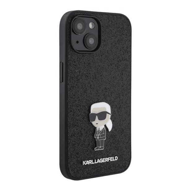 ORIGINALEN KARL LAGERFELD OVITEK IPHONE 15 PLUS - GLITTER IML NFT ICONIC -  ČRN OVITEK Z BLEŠČICAMI- KLHCP15MGKNPSK