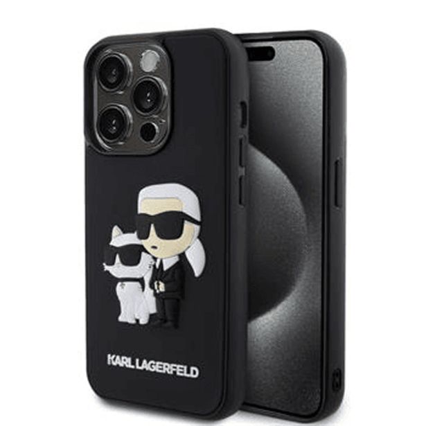 ORIGINALEN KARL LAGERFELD OVITEK IPHONE 15 PRO MAX - FULL BODIES 3D - ČRNA TRDA ZAŠČITA- KLHCP15X3DRKCNK