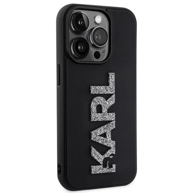ORIGINALEN KARL LAGERFELD OVITEK IPHONE 15 PRO MAX - LOGO 3D - ČRNA ZAŠČITA- KLHCPX3DMBKCK