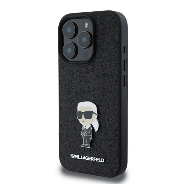 ORIGINALEN KARL LAGERFELD OVITEK IPHONE 16 PRO MAX - GLITTER IML NFT ICONIC -  ČRN OVITEK Z BLEŠČICAMI- KLHCP16XGKNPSK