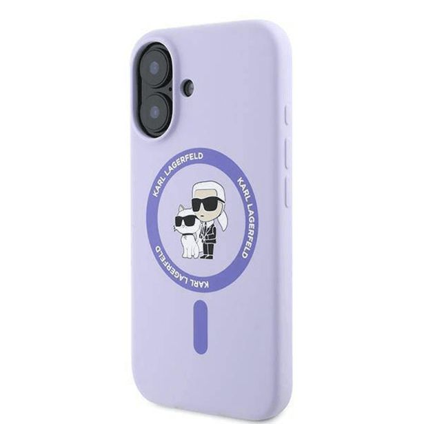 ORIGINALEN KARL LAGERFELD OVITEK MAGSAFE IPHONE 16 - KARL AND CHOUPETTE - VIJOLA - KLHMP16SSCMKCRHU