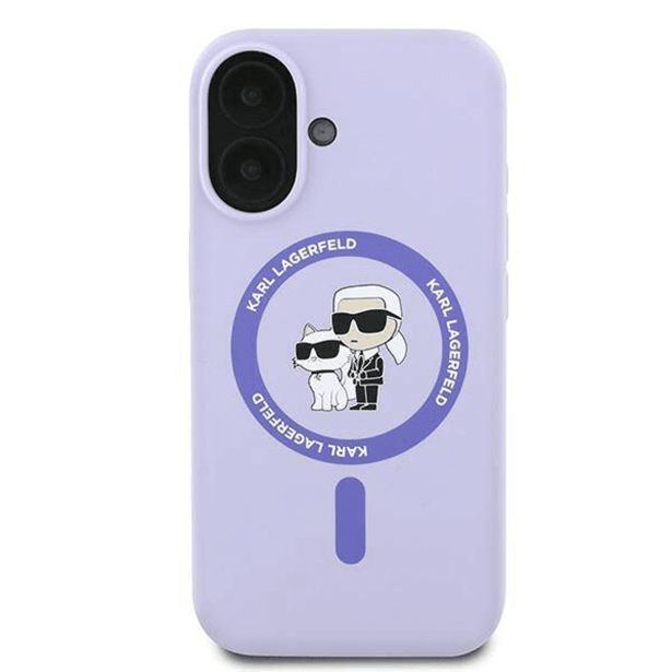 ORIGINALEN KARL LAGERFELD OVITEK MAGSAFE IPHONE 16 - KARL AND CHOUPETTE - VIJOLA - KLHMP16SSCMKCRHU