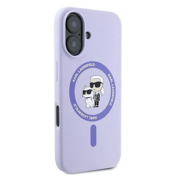 ORIGINALEN KARL LAGERFELD OVITEK MAGSAFE IPHONE 16 - KARL AND CHOUPETTE - VIJOLA - KLHMP16SSCMKCRHU