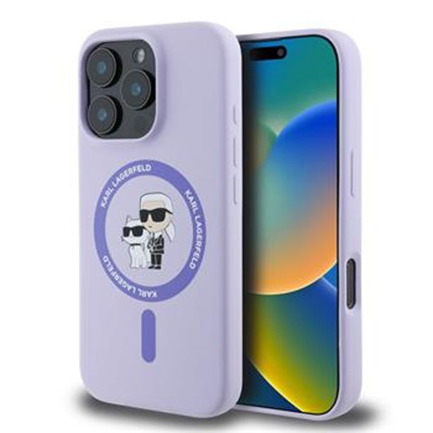 ORIGINALEN KARL LAGERFELD OVITEK MAGSAFE IPHONE 16 PRO - KARL AND CHOUPETTE - VIJOLA - KLHMP16LSCMKCRHU