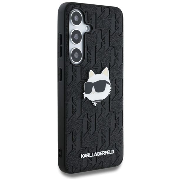 ORIGINALEN KARL LAGERFELD OVITEK SAMSUNG GALAXY S25 5G - MONOGRAM CHOUPETTES HEAD  - ČRNA ZAŠČITA - KLHMS25SPGKLCHPK