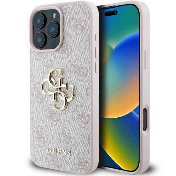 SILIKONSKI OVITEK ZA IPHONE 16 PRO MAX ORIGINALNI GUESS LEATHER - ROZA