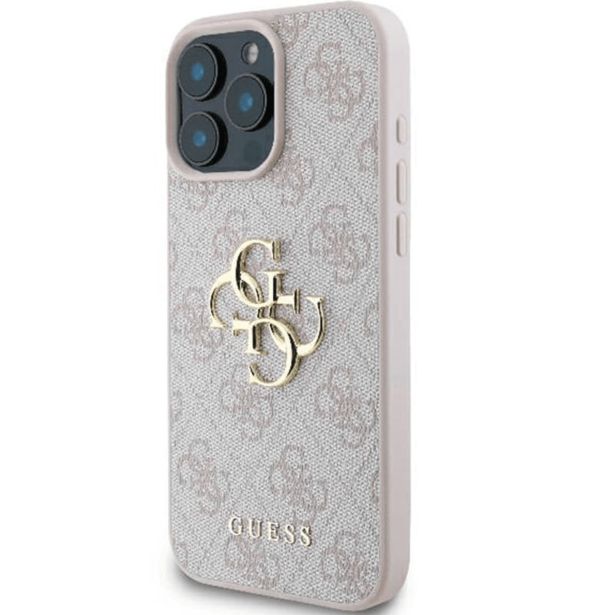 SILIKONSKI OVITEK ZA IPHONE 16 PRO MAX ORIGINALNI GUESS LEATHER - ROZA