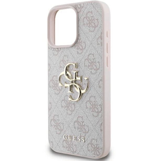 SILIKONSKI OVITEK ZA IPHONE 16 PRO MAX ORIGINALNI GUESS LEATHER - ROZA