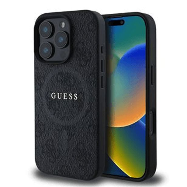 ORIGINALNI GUESS OVITEK GUHMP16XG4GFRK ZA IPHONE 16 PRO MAX - MAGSAFE - PU LEATHER - ČRN