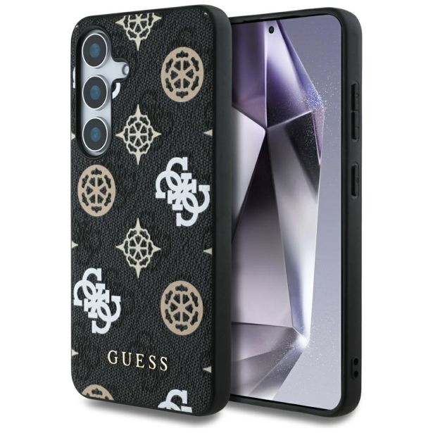 ORIGINALNI GUESS OVITEK GUHMS25SP4PWPK ZA SAMSUNG GALAXY S25 5G - MAGSAFE - STAMP - PU - ČRN