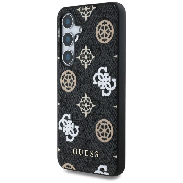 ORIGINALNI GUESS OVITEK GUHMS25SP4PWPK ZA SAMSUNG GALAXY S25 5G - MAGSAFE - STAMP - PU - ČRN