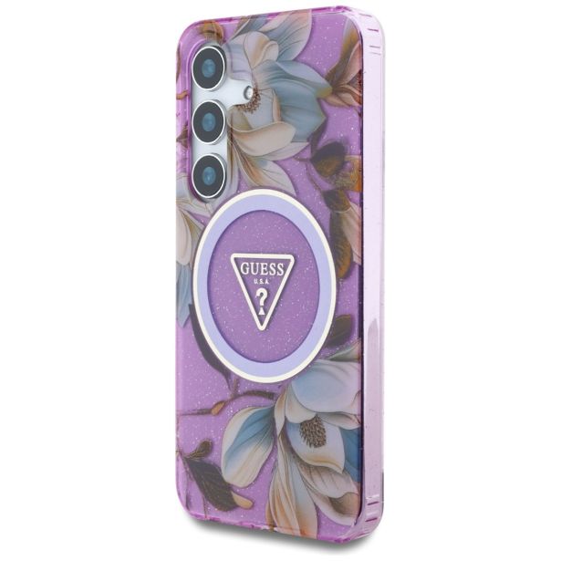 ORIGINALNI GUESS OVITEK ZA SAMSUNG GALAXY S25 5G - MAGSAFE - FLOWERS TRIANGLE - GUHMS25SHFLPEDU
