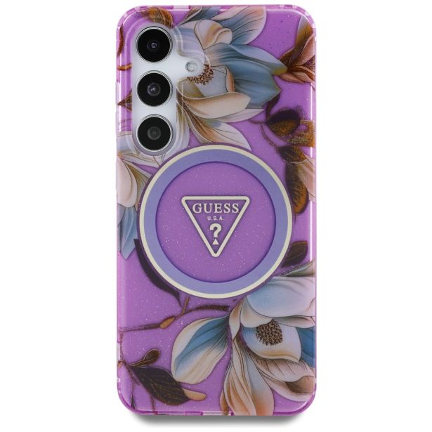 ORIGINALNI GUESS OVITEK ZA SAMSUNG GALAXY S25 5G - MAGSAFE - FLOWERS TRIANGLE - GUHMS25SHFLPEDU
