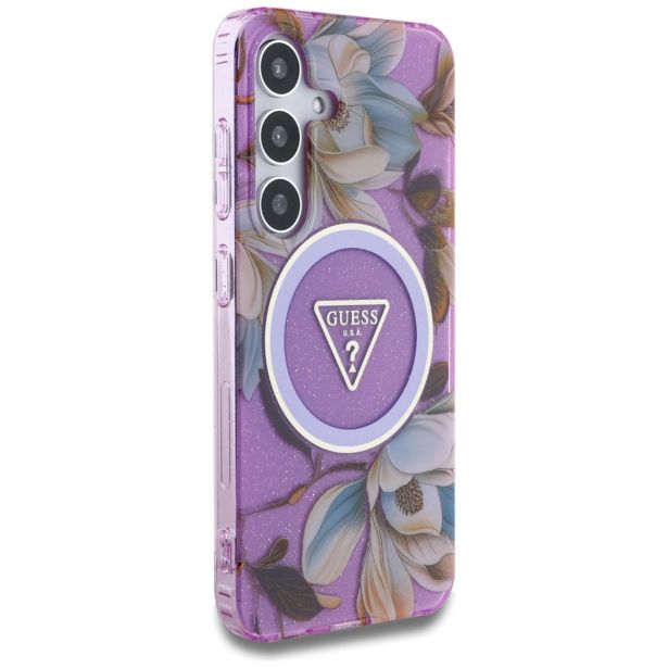 ORIGINALNI GUESS OVITEK ZA SAMSUNG GALAXY S25 5G - MAGSAFE - FLOWERS TRIANGLE - GUHMS25SHFLPEDU
