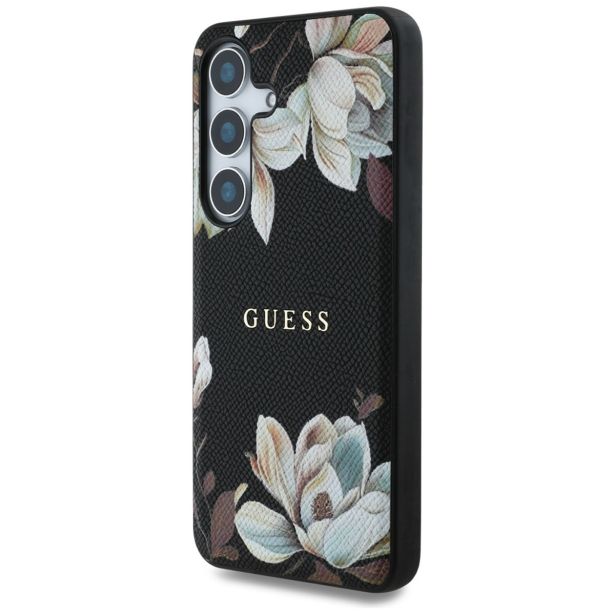ORIGINALNI GUESS OVITEK ZA SAMSUNG GALAXY S25 5G - MAGSAFE - PRINTED FLOWER - ČRN - GUHMS25SPGNMPLMK